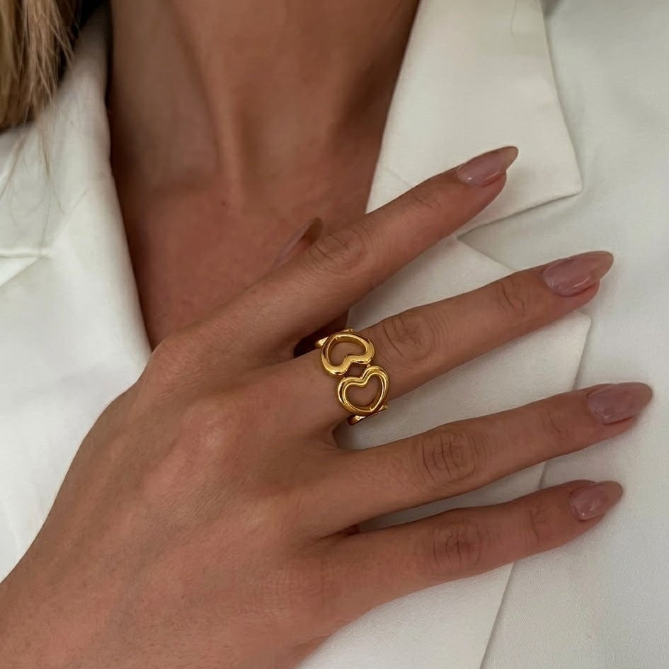 18k Gold Plated Heart Harmony Wrap Ring