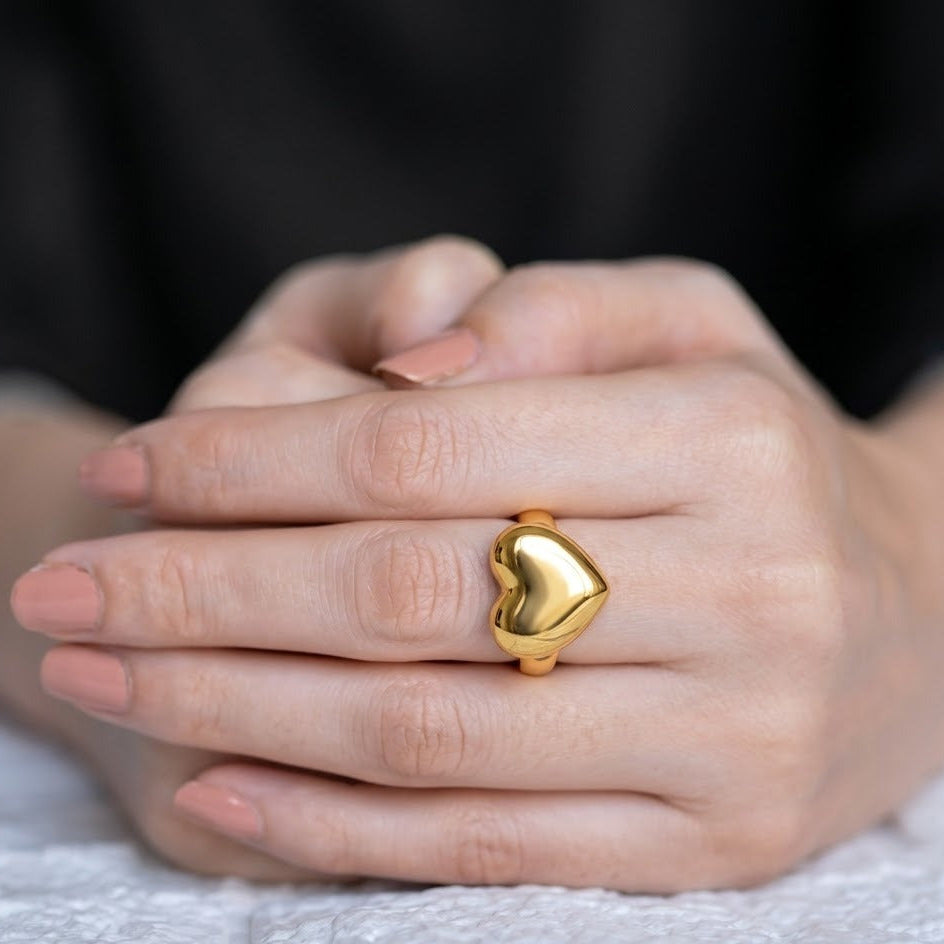 18K Gold Plated Golden Heart Ring