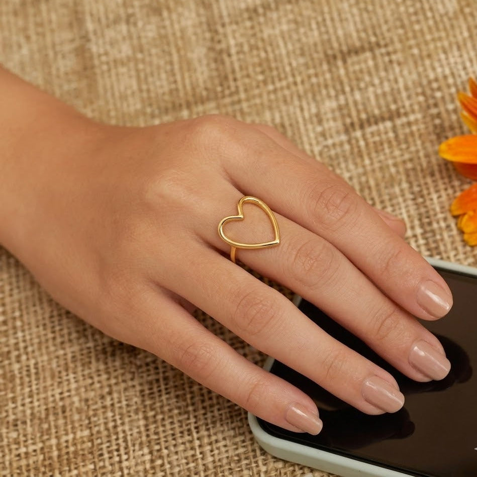 18k Gold Plated Heart of Gold Ring