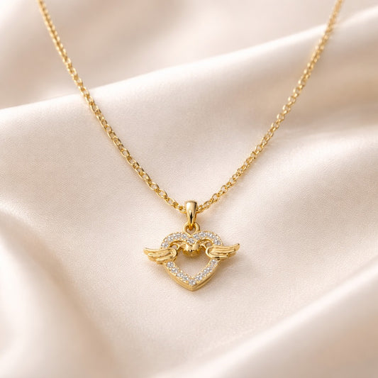 18K Gold Plated Love Wings Pendant Necklace