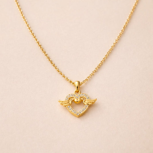 18K Gold Plated Love Wings Pendant Necklace