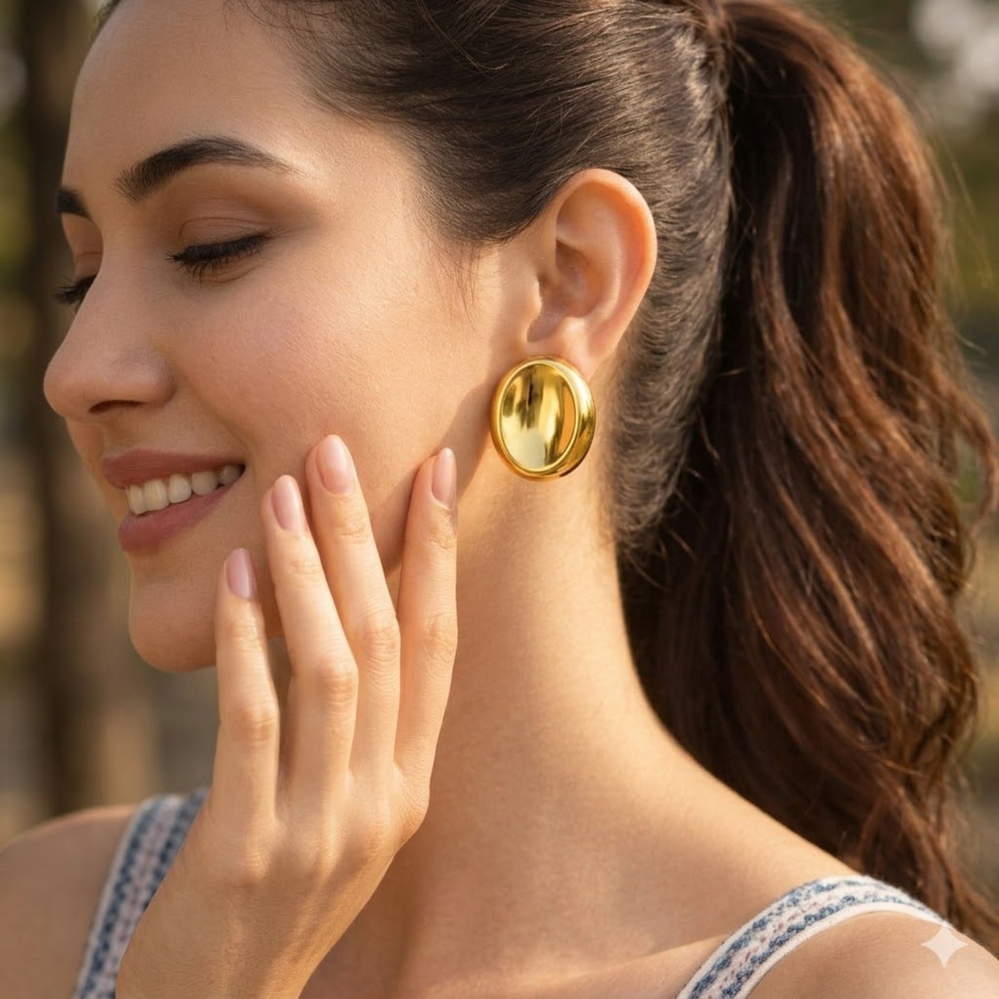 18K Gold Plated Oval Chunky Stud Earrings