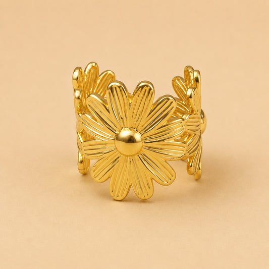 18K Glod Plated Sunflower Glow Statement Ring
