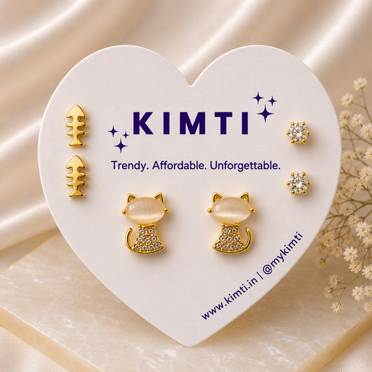 KIMTI Kitty Charm Luxe Combo Earrings