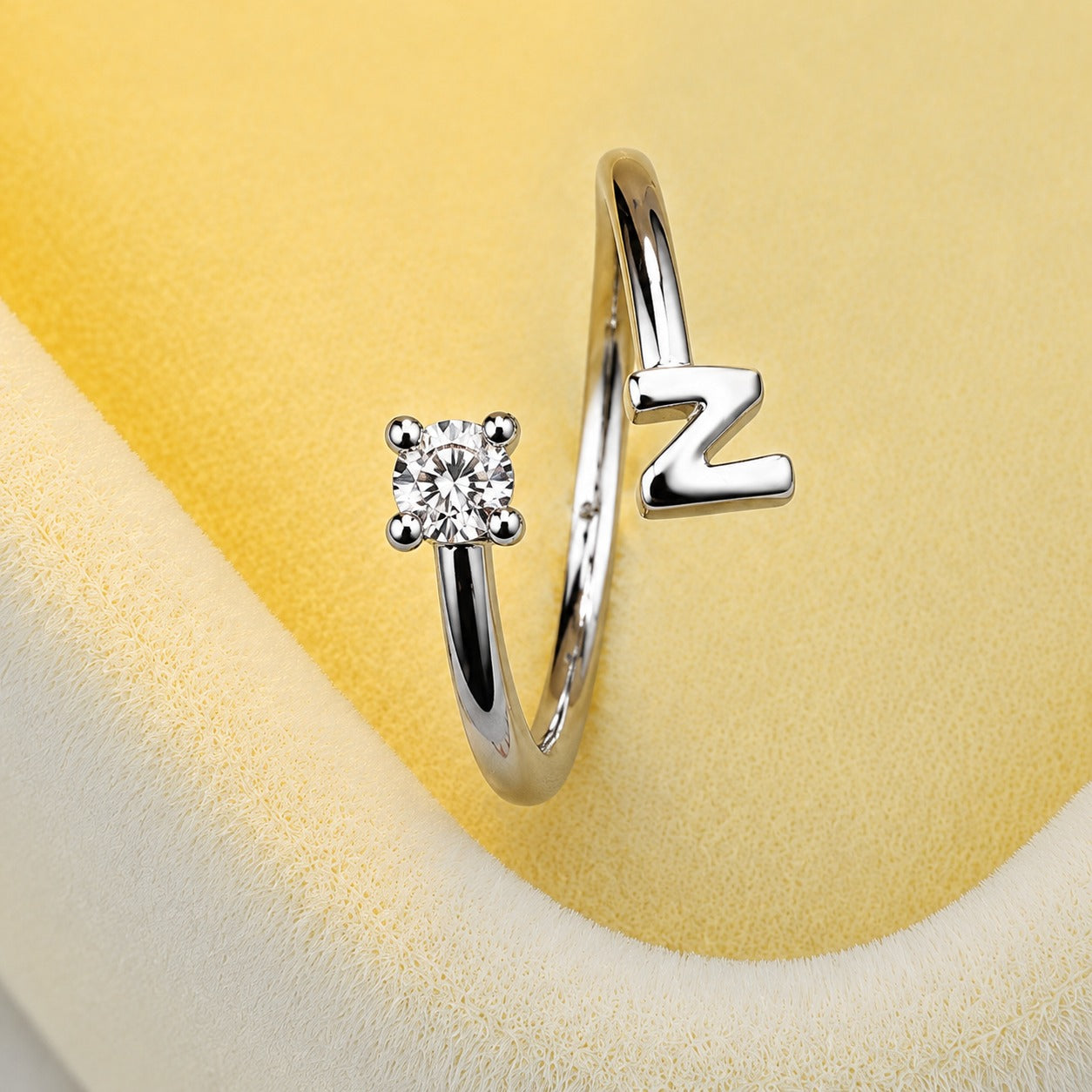 Anti-Tarnish N Initial Adjustable Ring