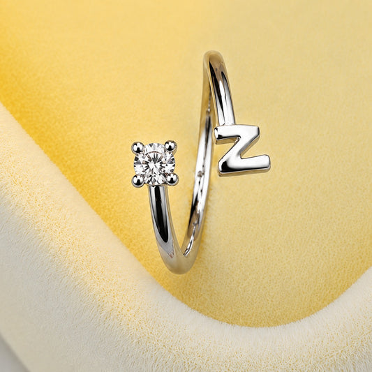 Anti-Tarnish N Initial Adjustable Ring