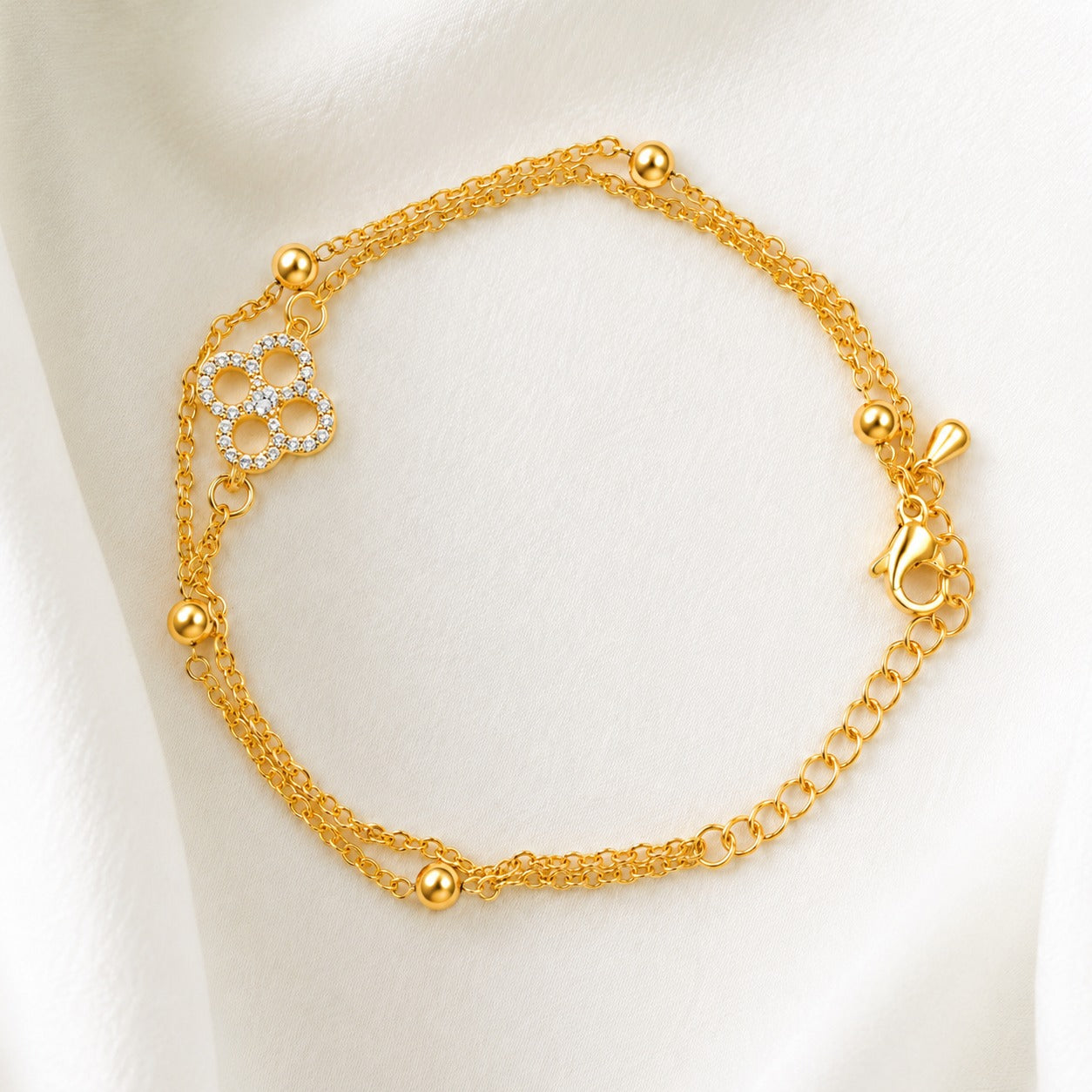 18K Gold Plated Crystal Daisy Bracelet