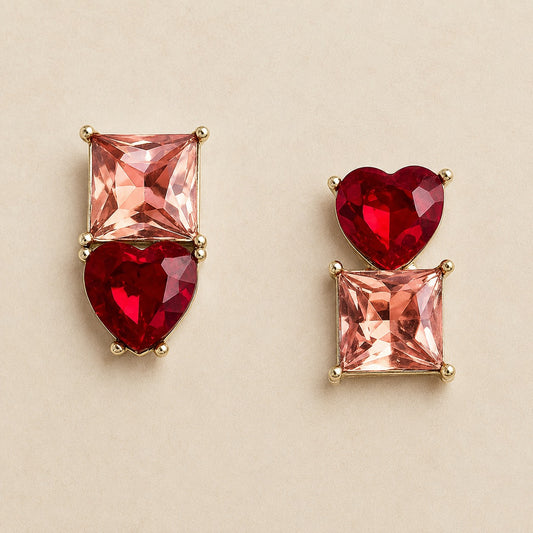 Heart Shaped Ruby Korean Earring