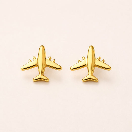 3D Airplane Stud Earrings