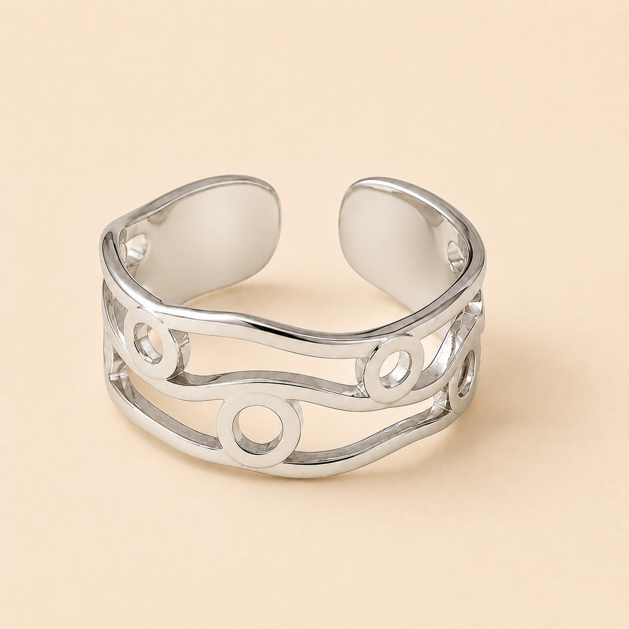 Silver Plated Modern Ripple Ring