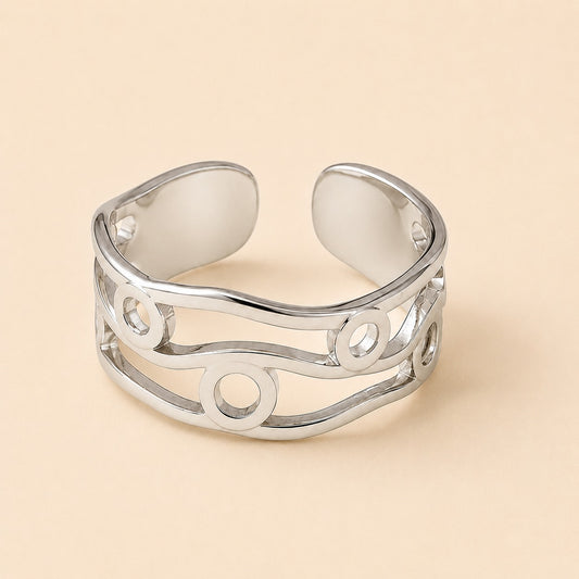 Silver Plated Modern Ripple Ring