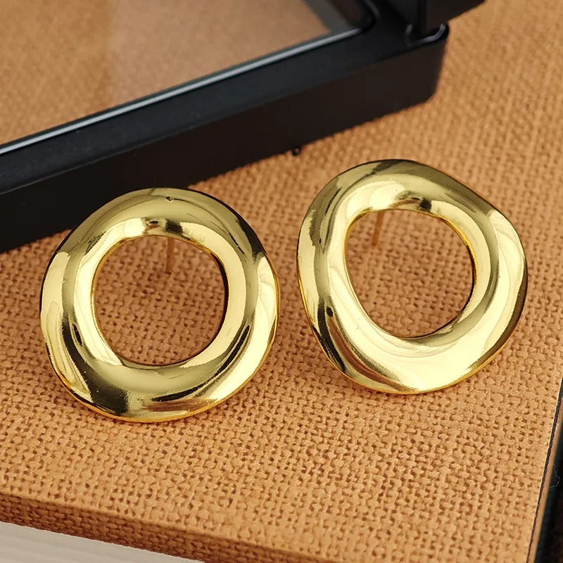 18K Gold Plated Premium Dome Hoop Earrings