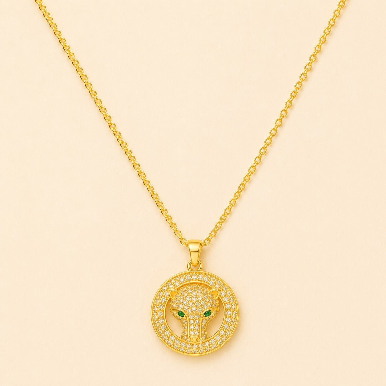Gold Beast Panther Zircon Pendant Necklace