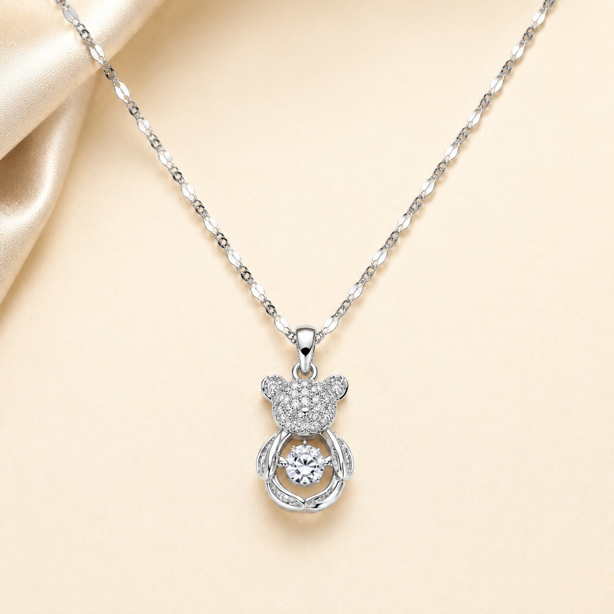 Silver Teddy Spark Pendant Necklace