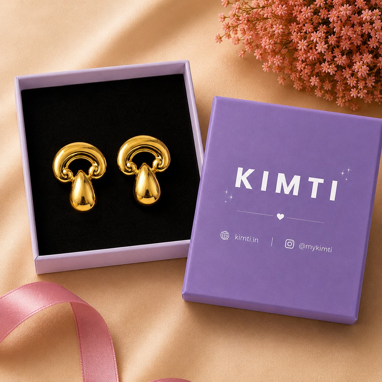 18K Gold Plated Modern Art Stud Earrings