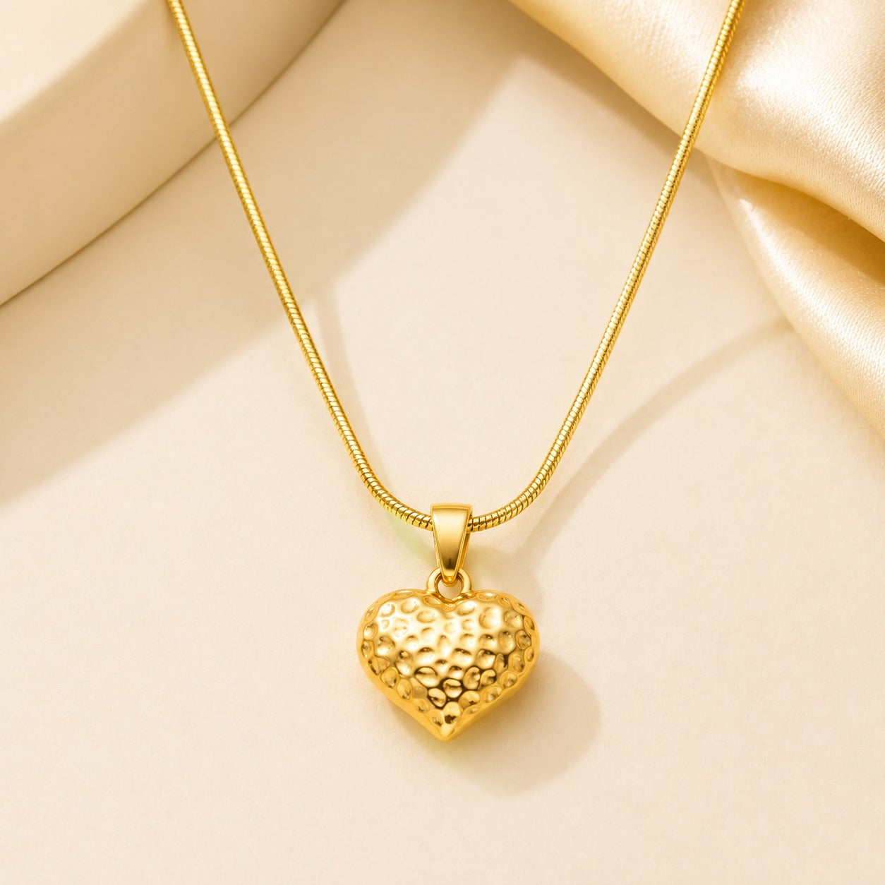 Elegant Dimpled Heart Pendant Necklace