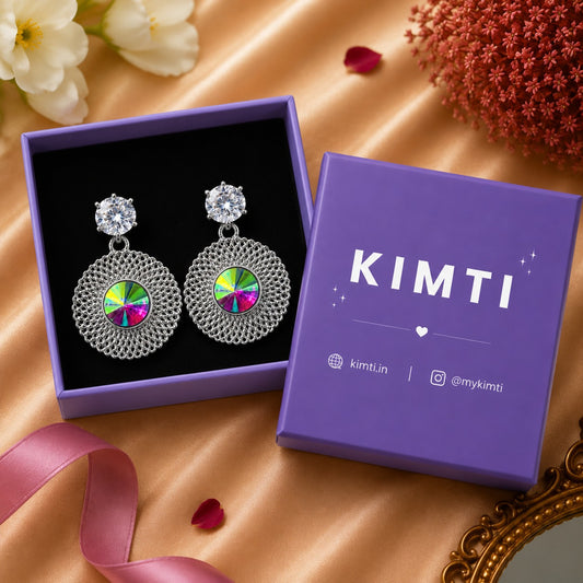 Aurora Crystal Disc Earrings
