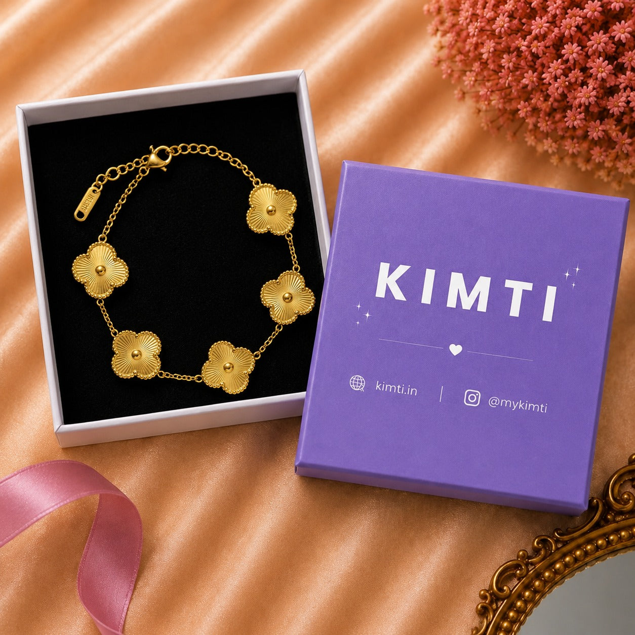 Just Rs. 149 18K Gold Plated Clover Golden Bracelet