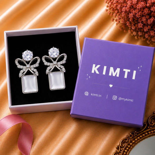 Frosted Square Butterfly Earrings