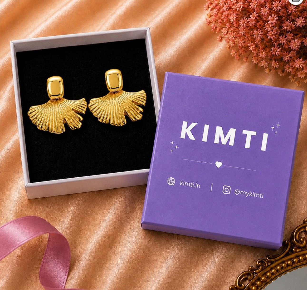18K Gold Plated Sunburst Gold Drop Earrings