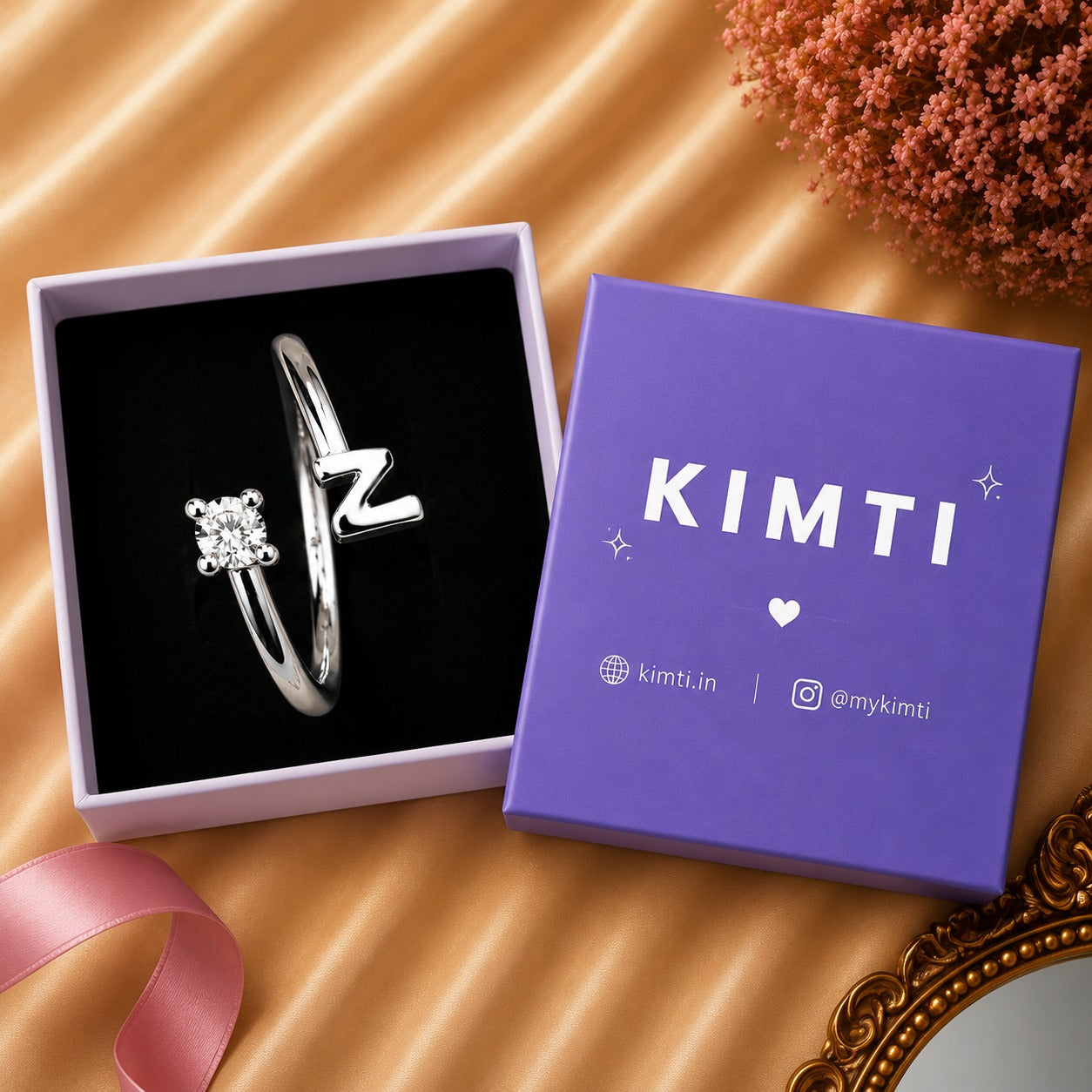 Anti-Tarnish N Initial Adjustable Ring