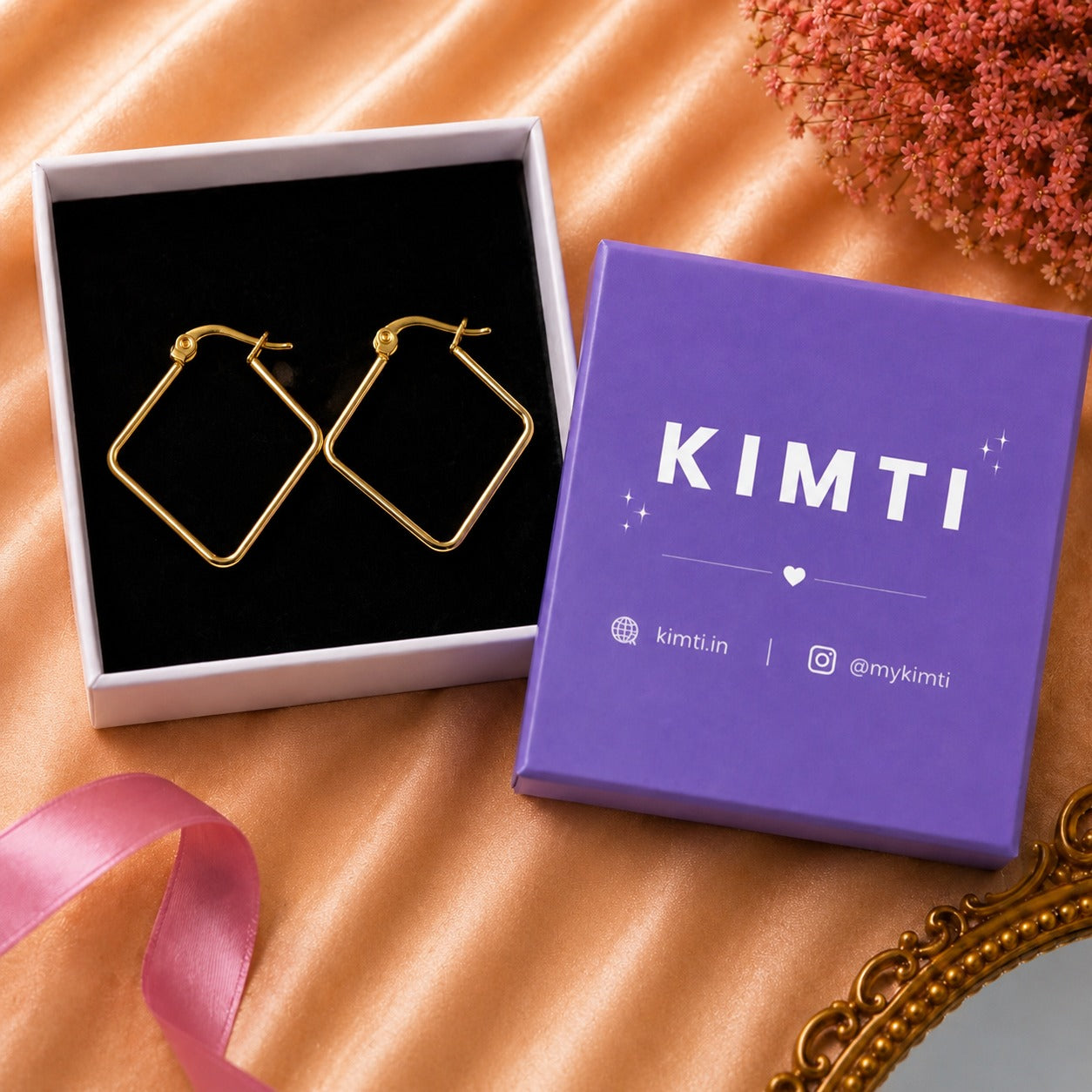 18K Gold Plated Modern Muse Square Earrings