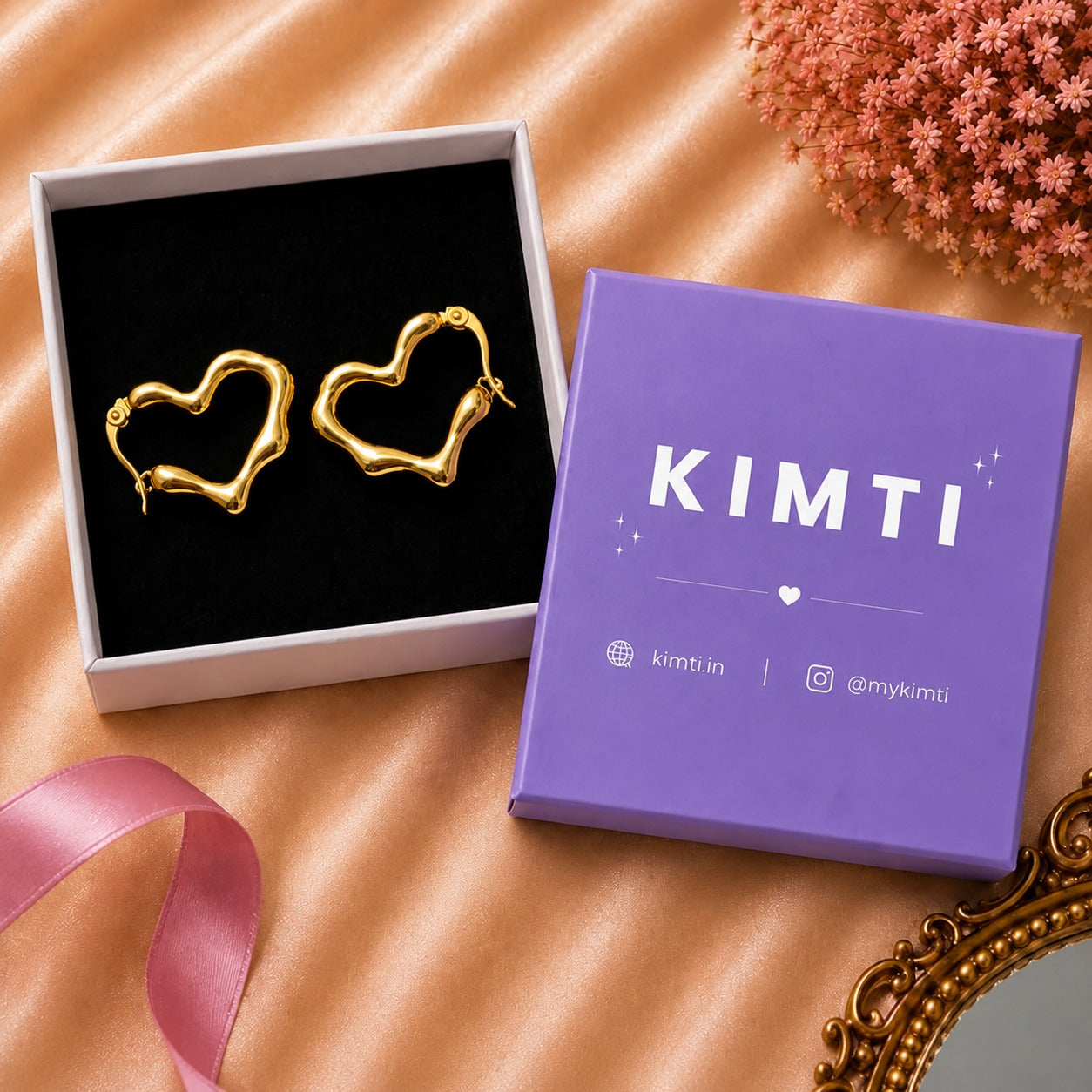 18K Gold Plated Golden Ripple Hoop Earrings for Women