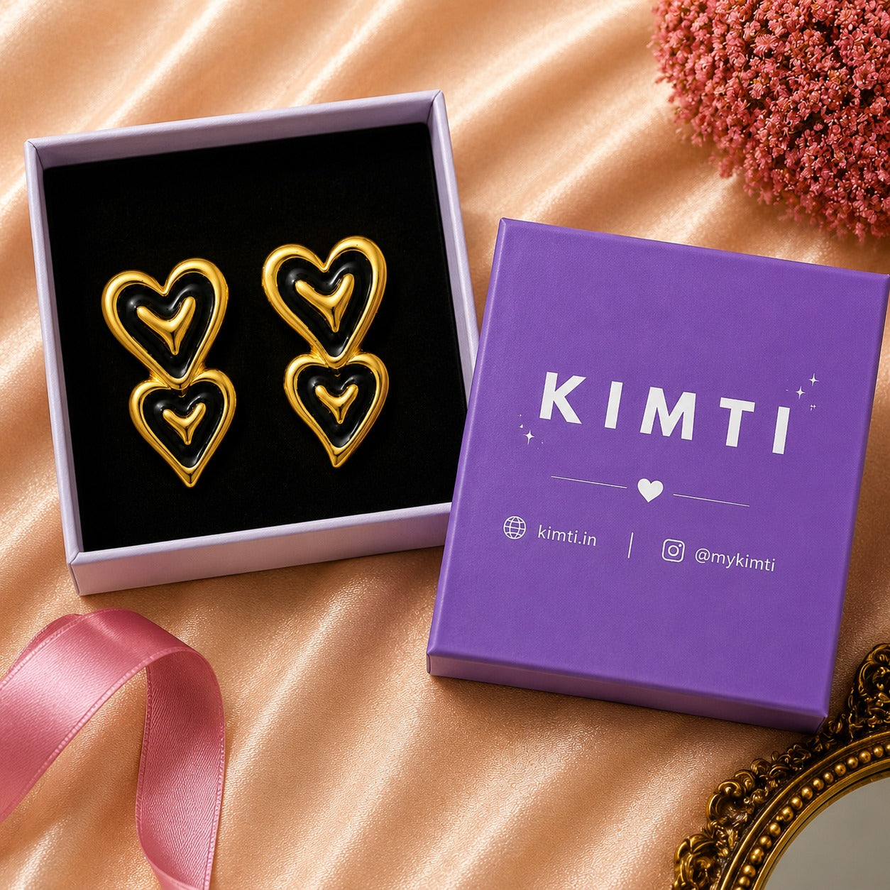 18K Gold Plated Pearl and Enamel Bow Earrings