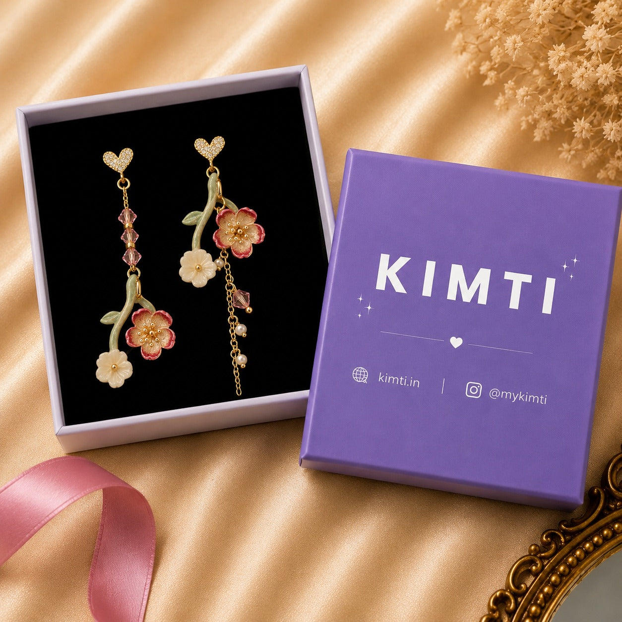 Korean Romantic Cherry Blossoms Flower Earrings