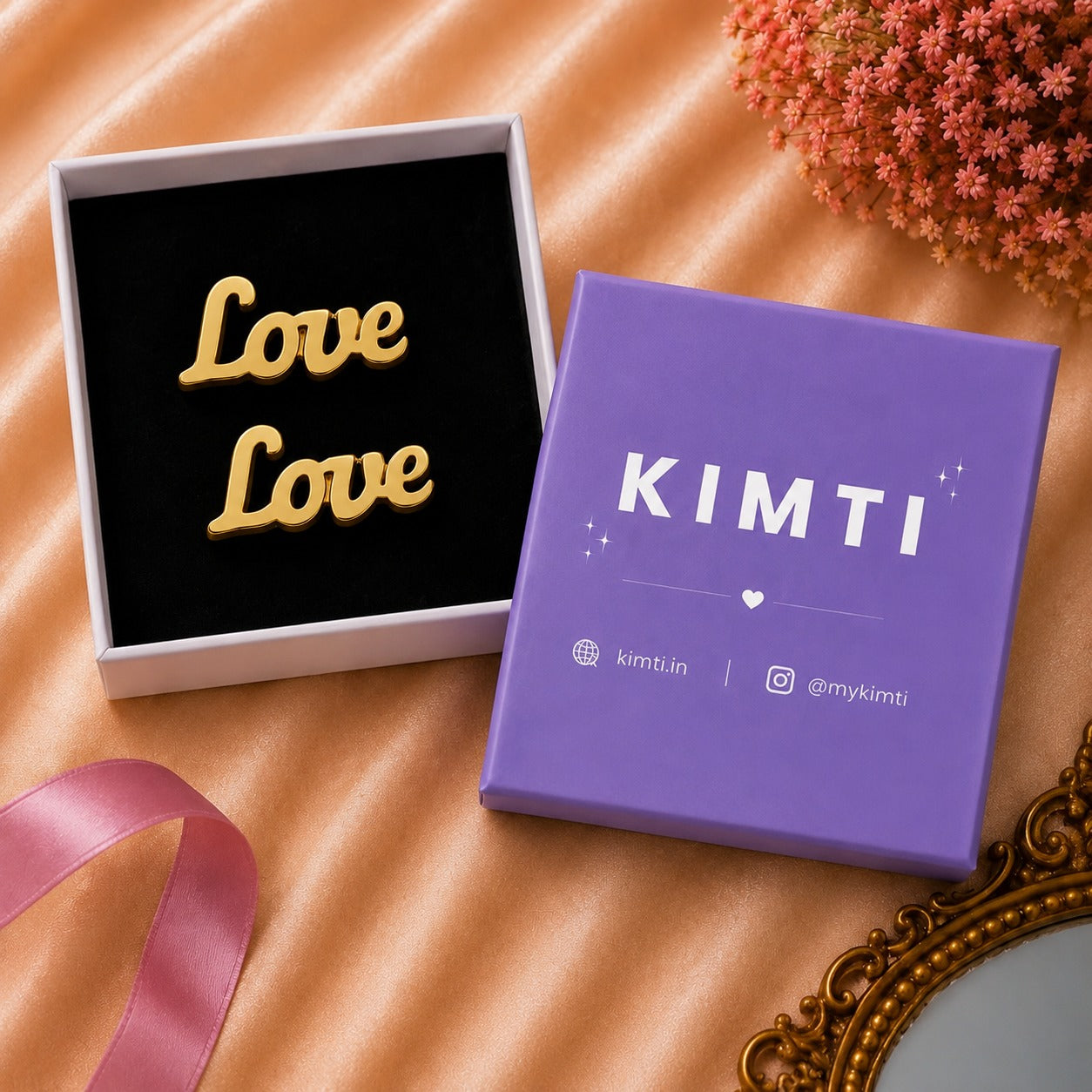 18K Gold Plated Minimal Love Word Earrings