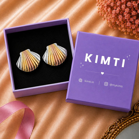 18K Gold Plated Tricolor Seashell Stud Earrings