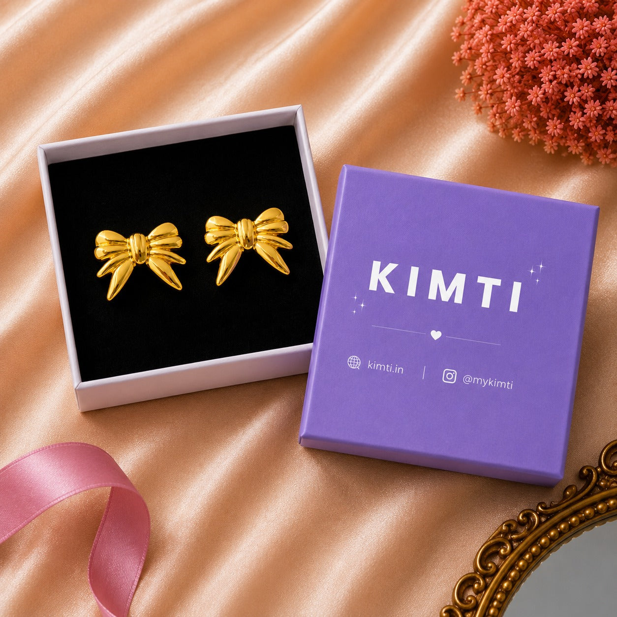 18K Gold Plated Twisted Bow Gold Earrings