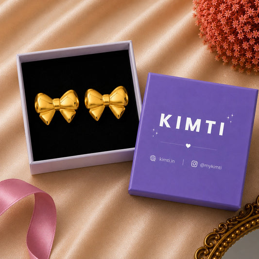 18K Gold Plated Golden Bow Stud Earrings
