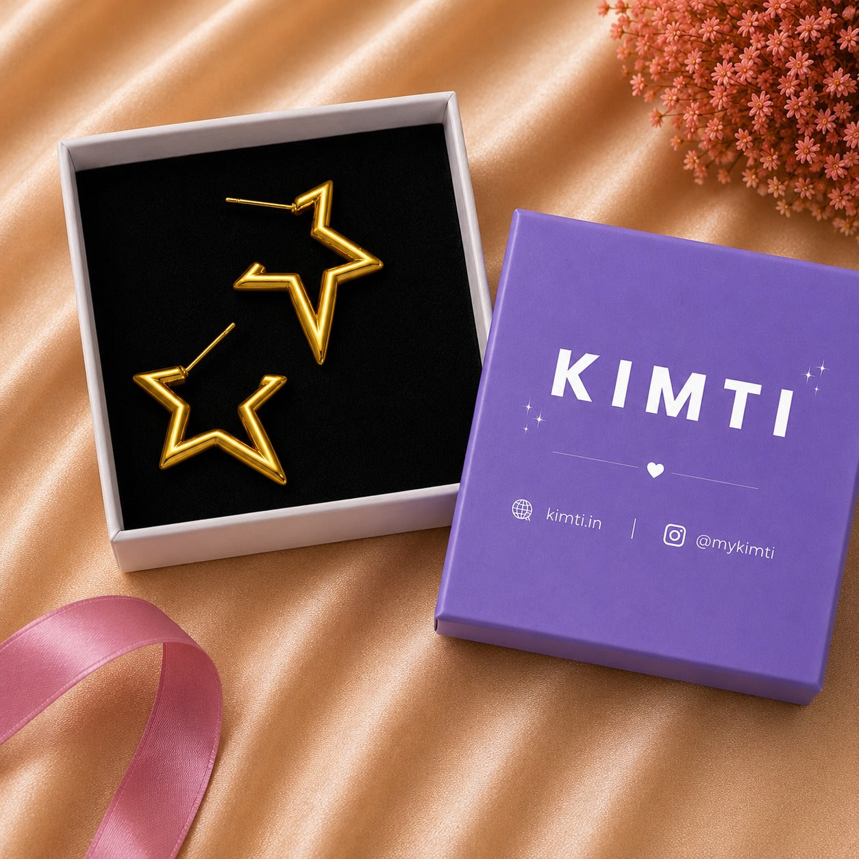 18K Gold Plated Star Hoops Earrings