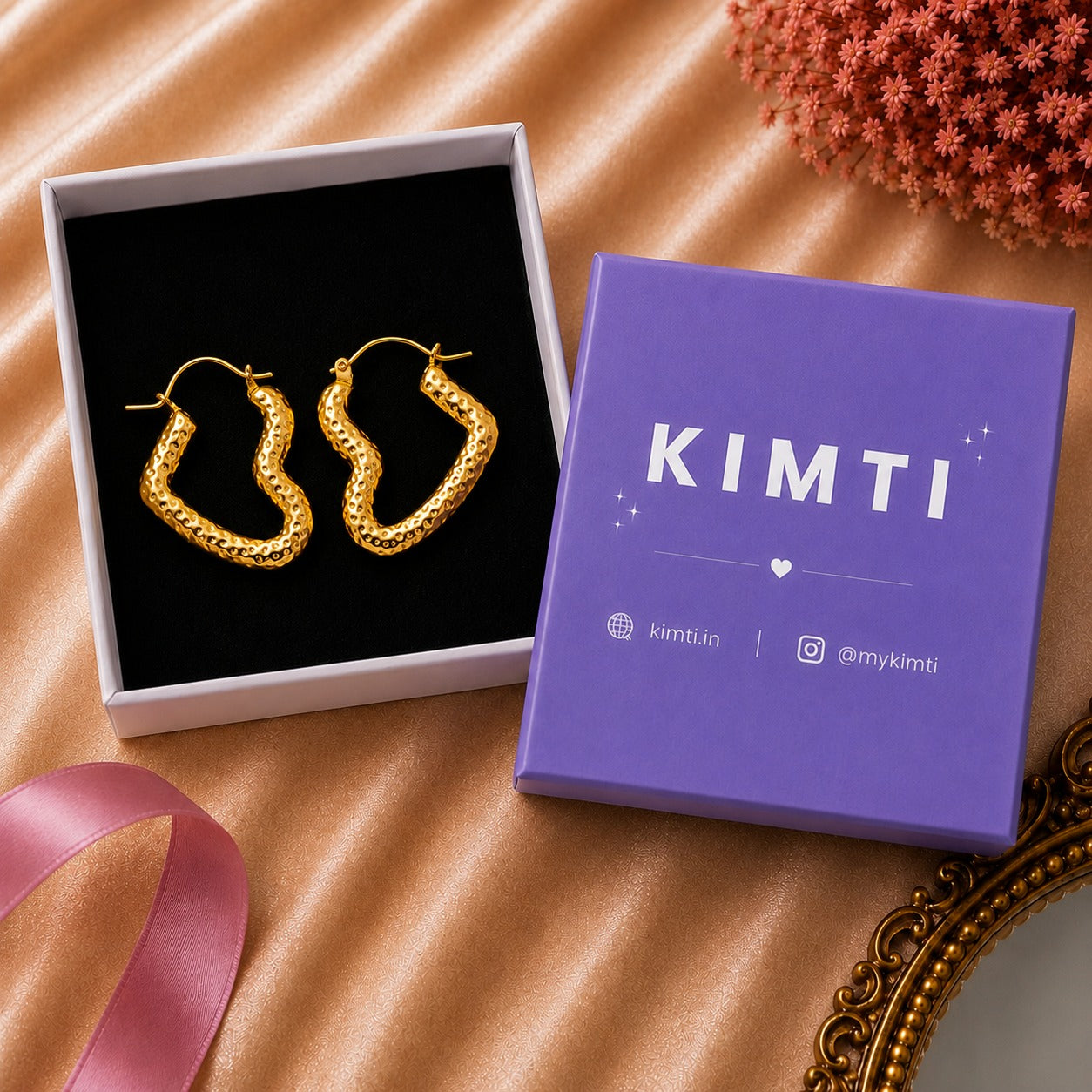 18K Gold Plated Heart Shape Hoop Earring