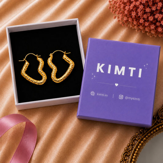18K Gold Plated Heart Shape Hoop Earring