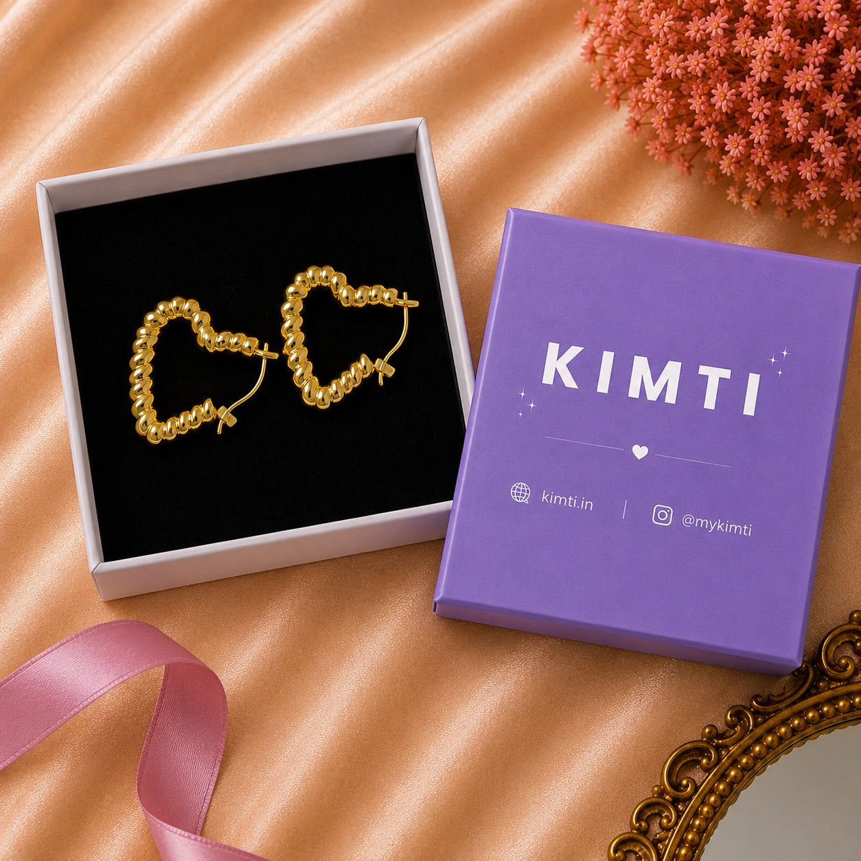 18K Gold Plated Heart Chunky Hoop Earrings