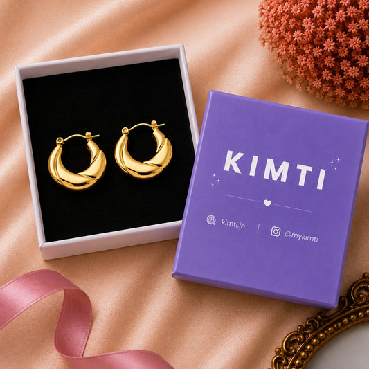18k Gold Plated Golden Twist Luxe Hoop Earrings
