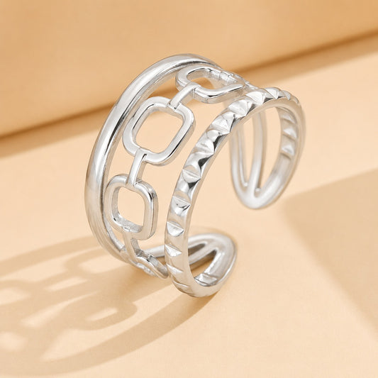Silver Plated Geometric Cage Ring