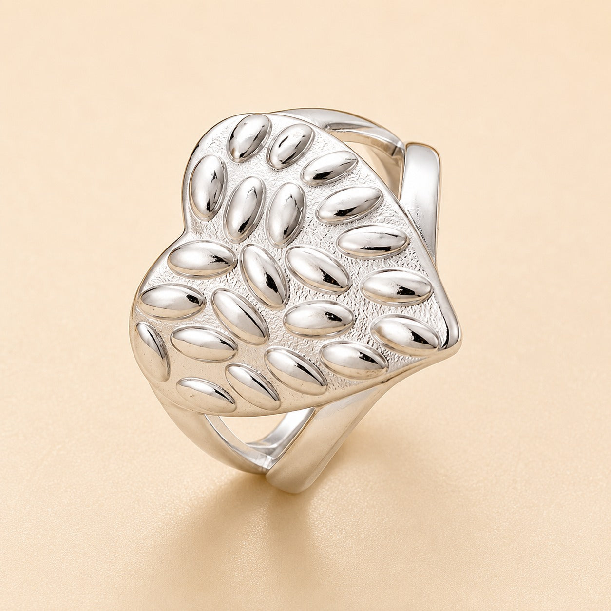Silver Plated  Pebble Heart Ring