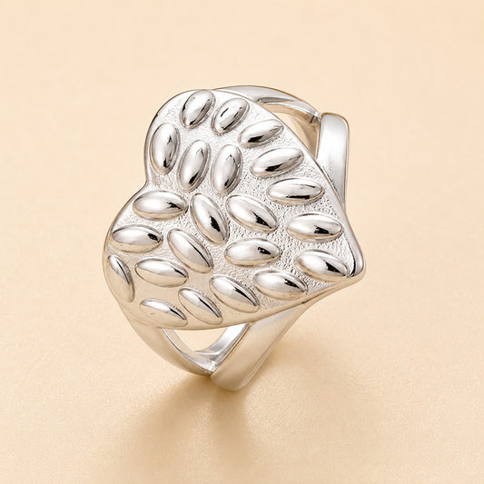 Silver Plated  Pebble Heart Ring