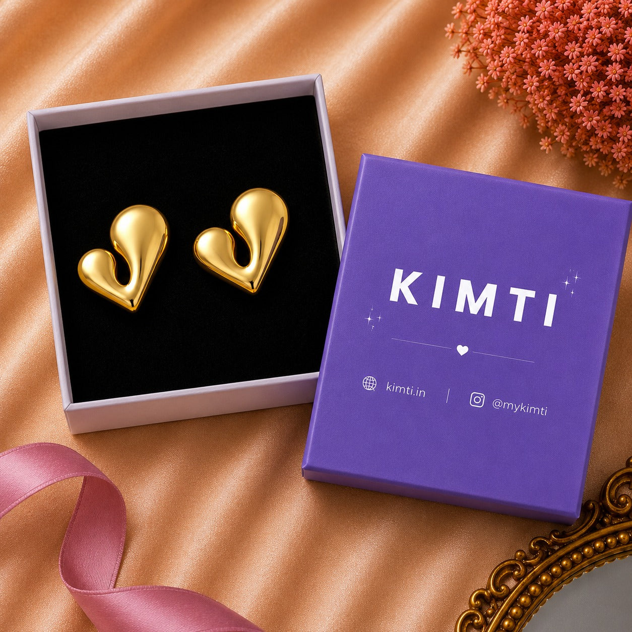 18K Gold Plated Modern Heart Glow Earrings