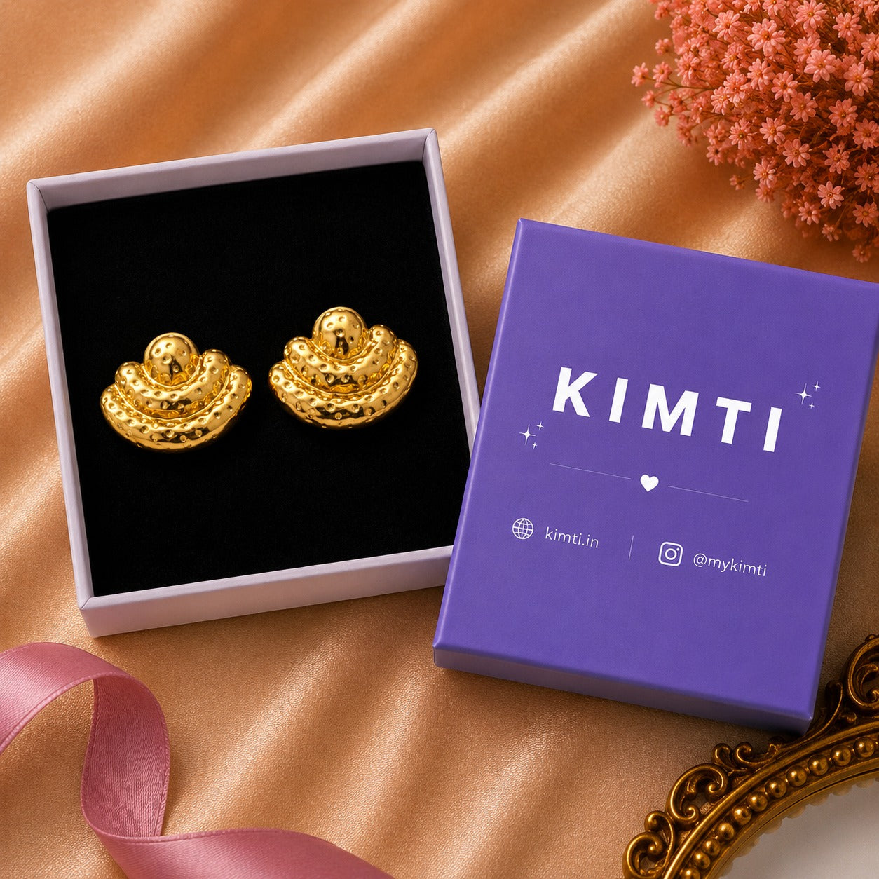 18K Gold Plated Golden Wave Stud Earrings
