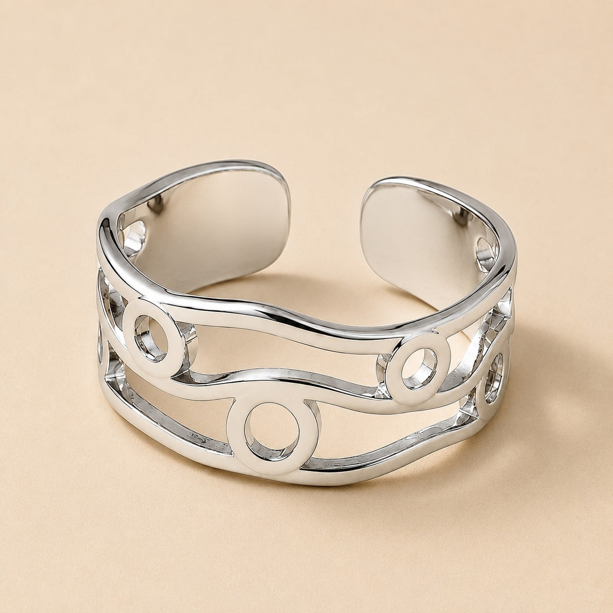 Silver Plated Modern Ripple Ring