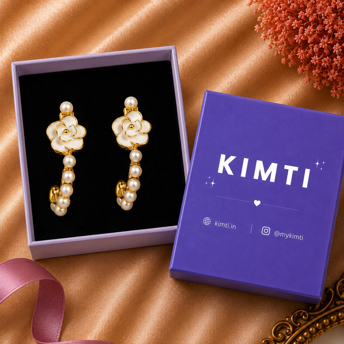Pearl Bloom Hoop Earrings