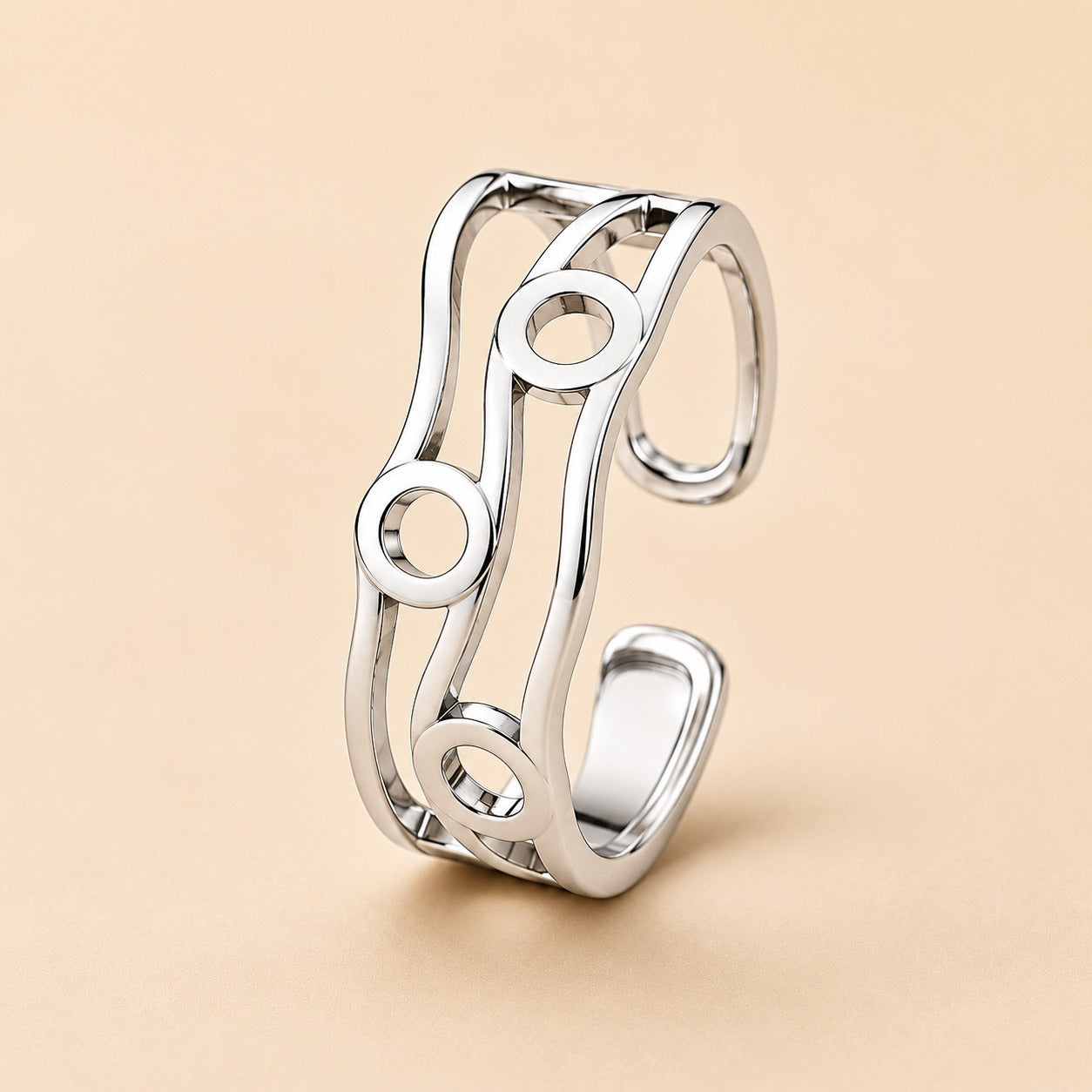 Silver Plated Modern Ripple Ring