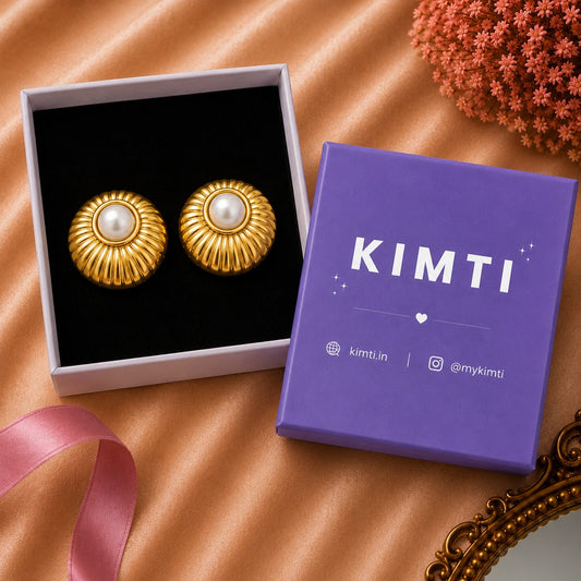 18K Gold Plated Vintage Shell Pearl Earrings