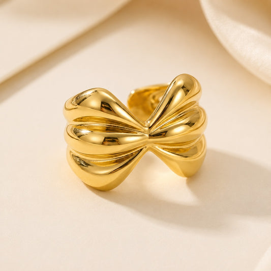 18K Gold Plated Aurora Bow Adjustable Ring