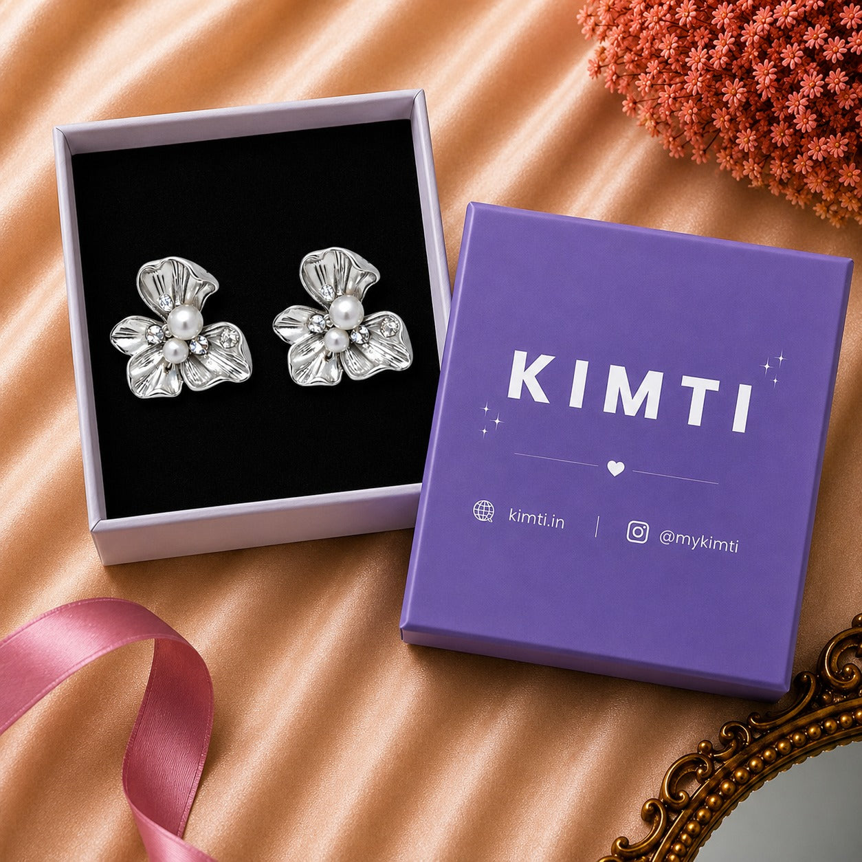Silver Blossom Pearl Earrings