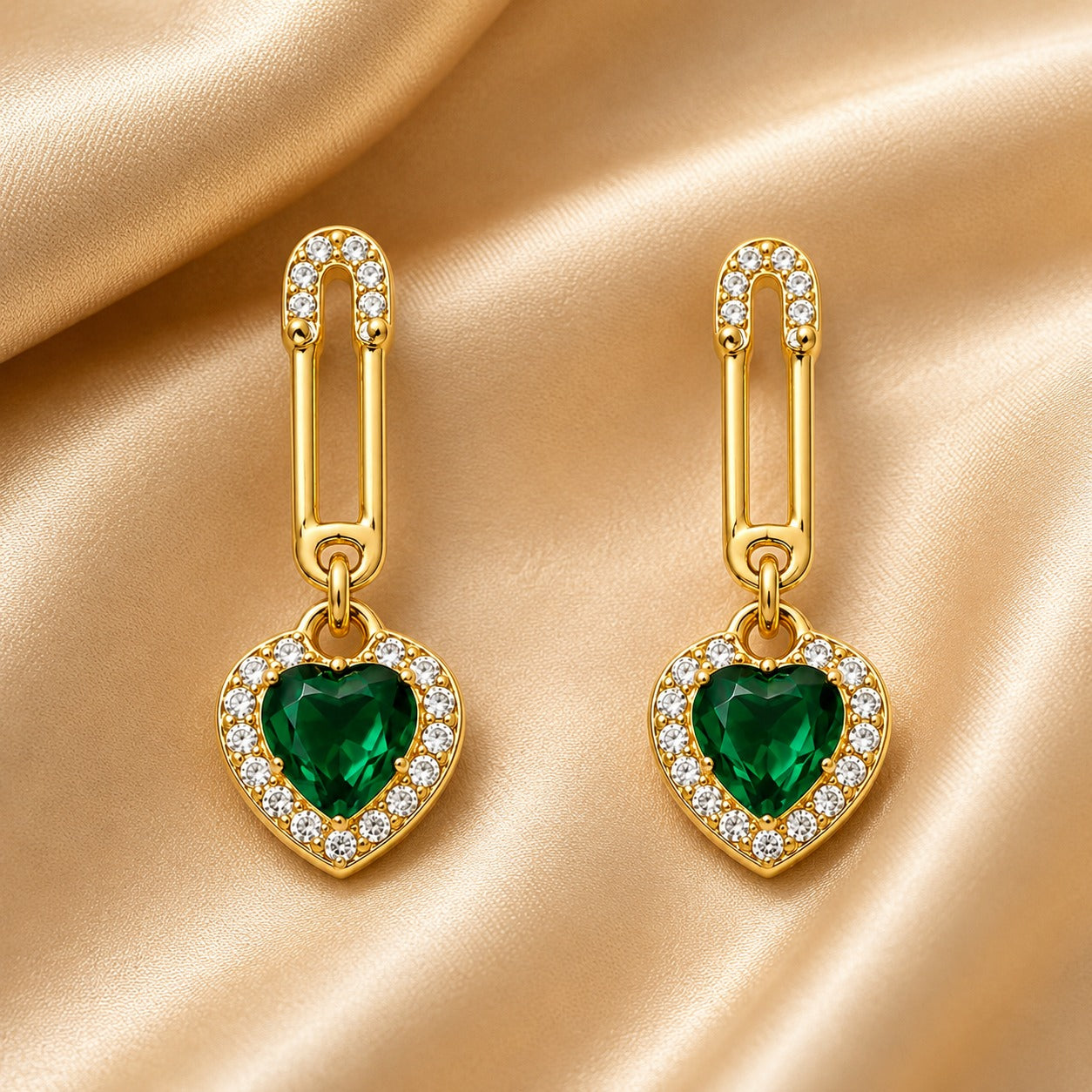 Green Heart Royale Drops Earring